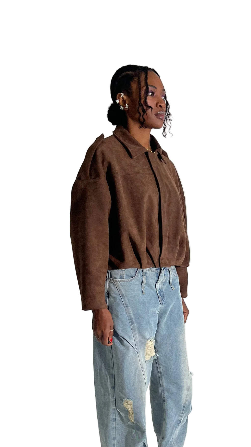 Sloane Suede Crop Bomber