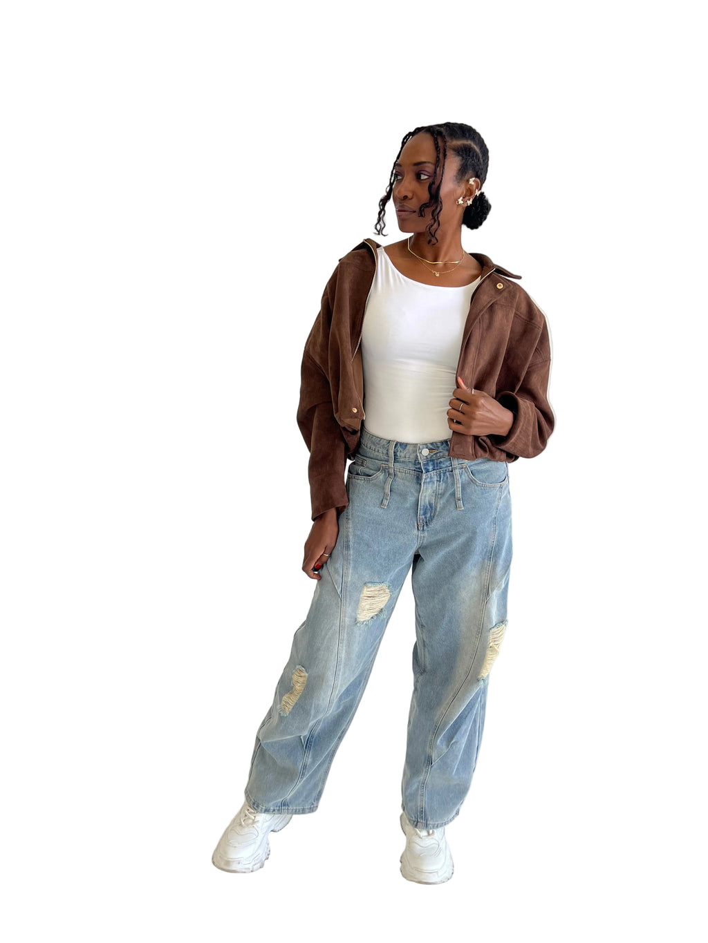 Sloane Suede Crop Bomber