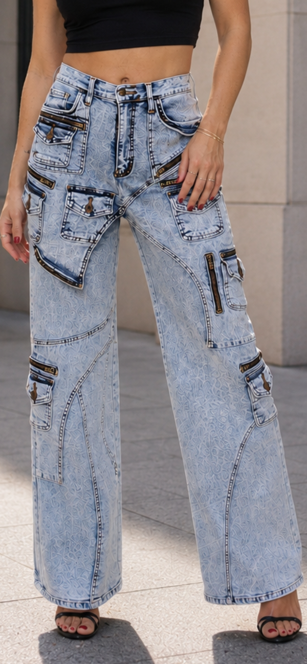 Multi-Pocket Statement Denim