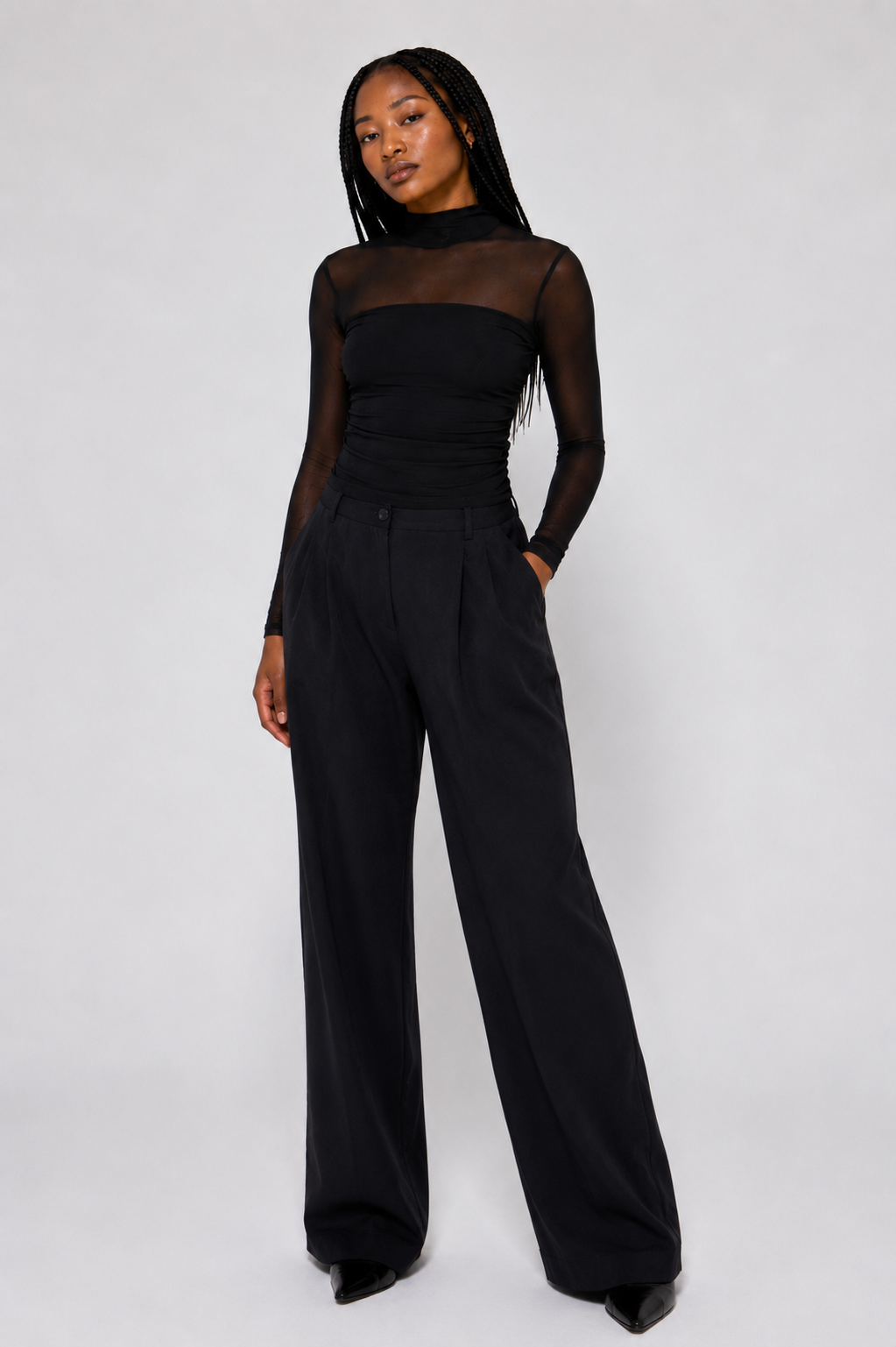 Enigma Mesh Mock Neck Top