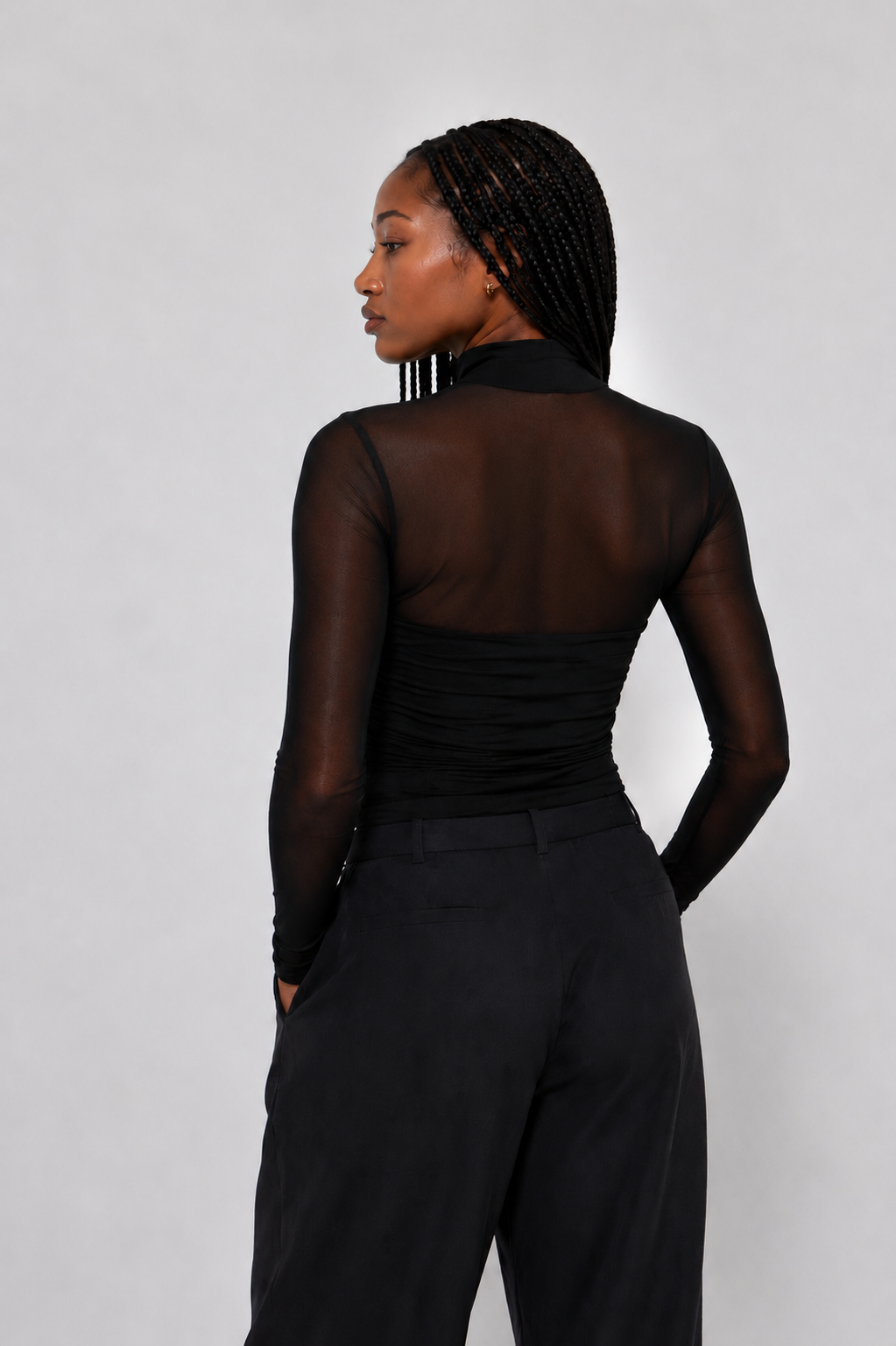 Enigma Mesh Mock Neck Top