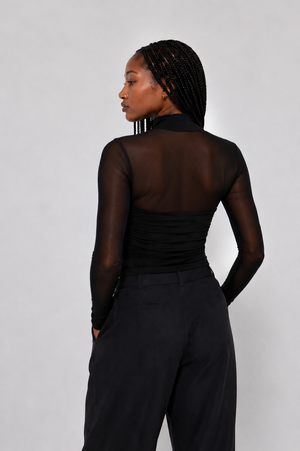 Enigma Mesh Mock Neck Top