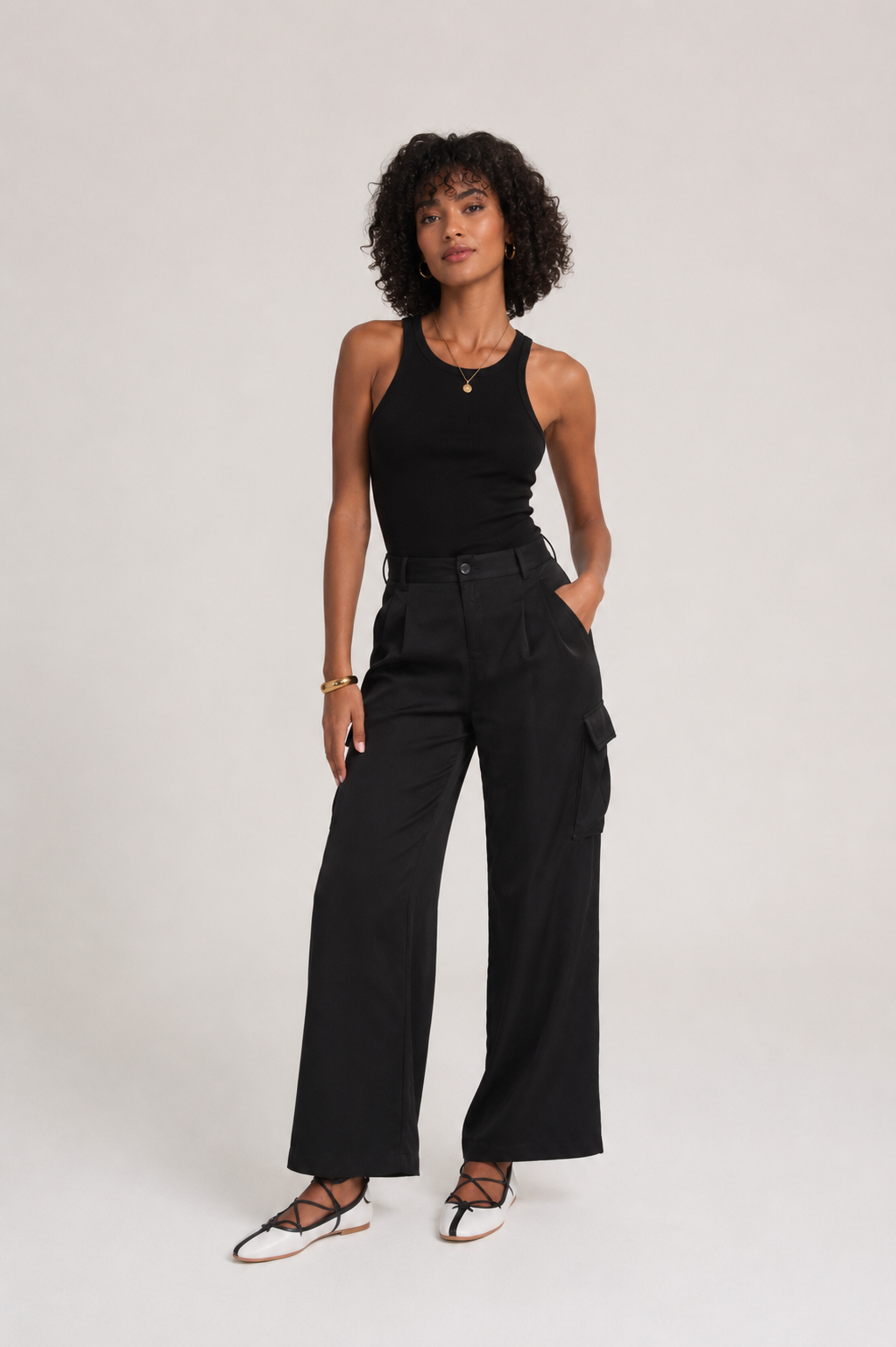 Noir Cinch Satin Cargo Pant
