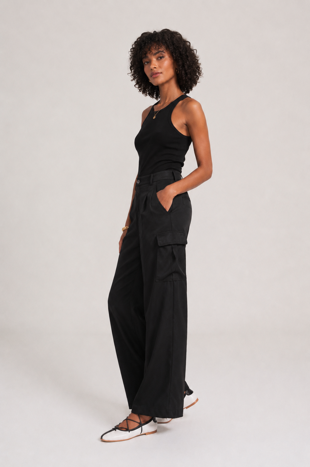 Noir Cinch Satin Cargo Pant