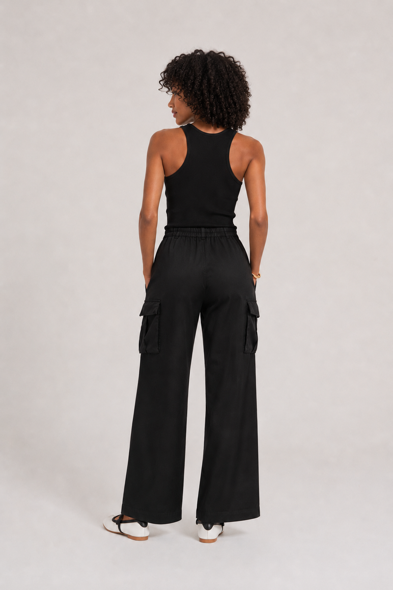 Noir Cinch Satin Cargo Pant
