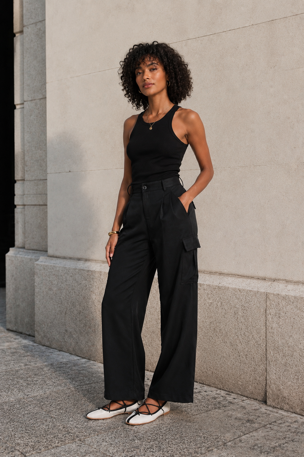 Noir Cinch Satin Cargo Pant