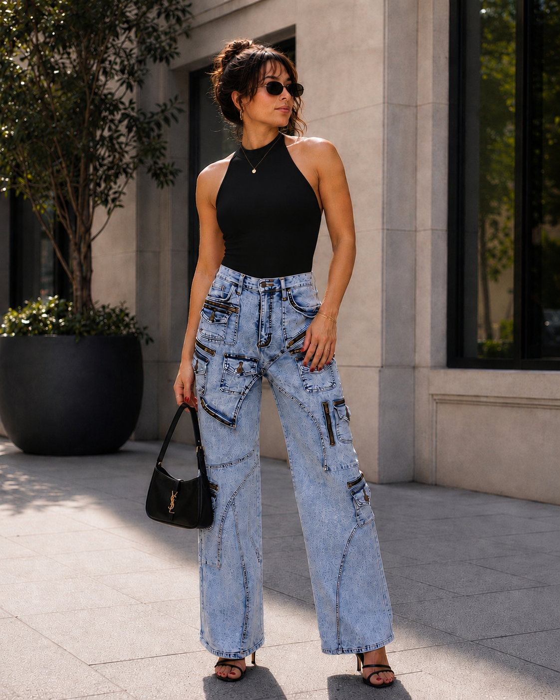 Multi-Pocket Statement Denim