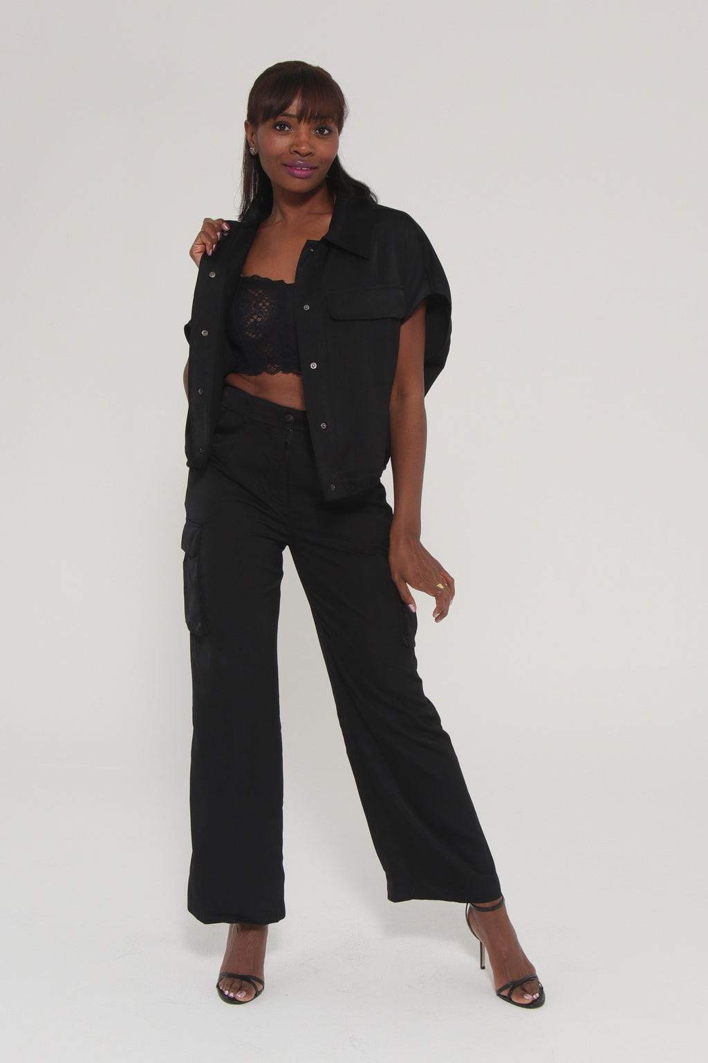 Noir Cinch Satin Cargo Pant